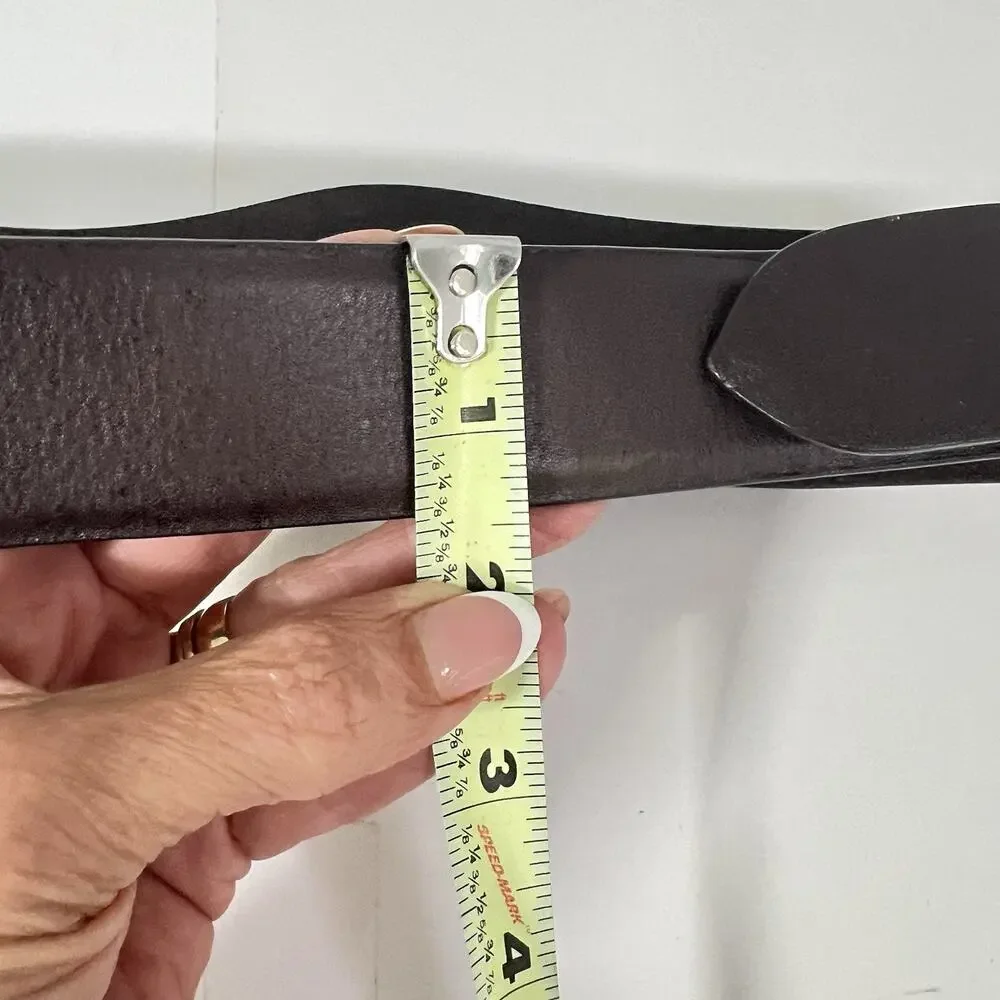 Chico's Genuine Leather Belt With Ornate Stone Embellished Buckle Large Size**